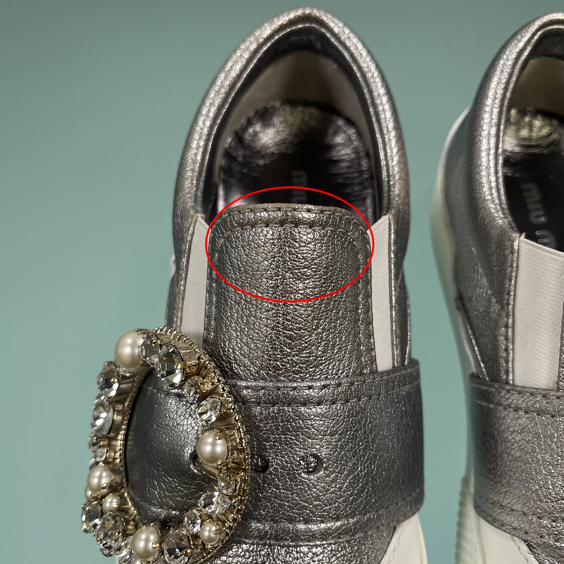 Miu Miu Leather Crystal Sneakers