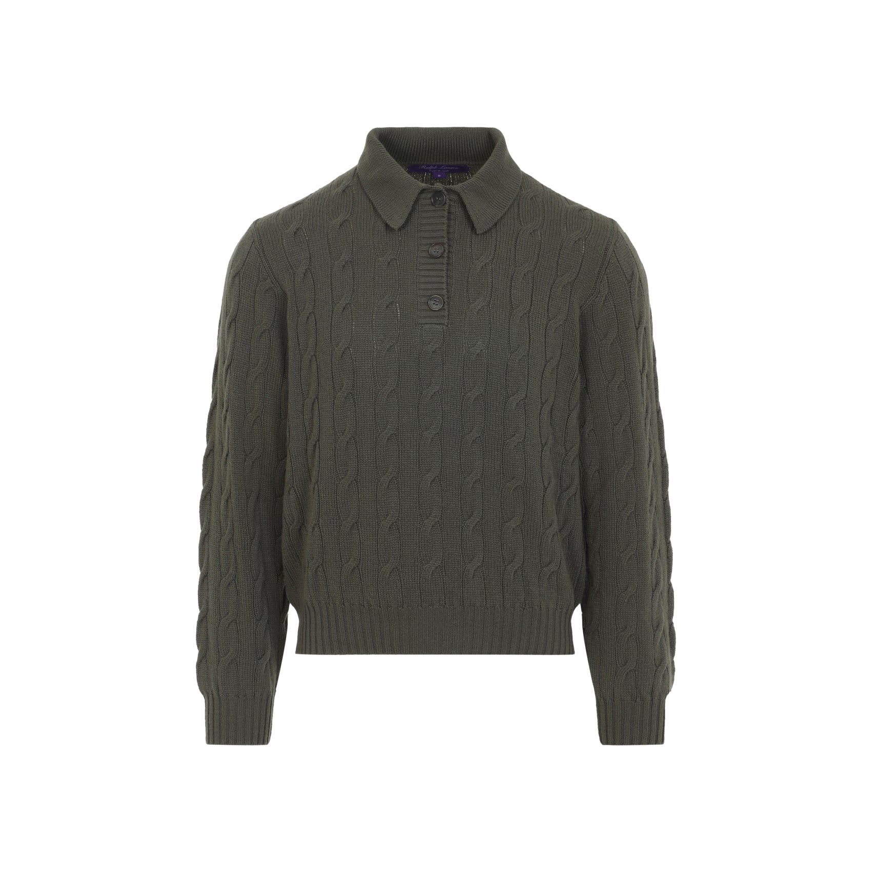 Ralph Laurent Collection Cable-Knit Polo Sweater - WOMEN CLOTHING - RALPH LAUREN COLLECTION - T.Luxy