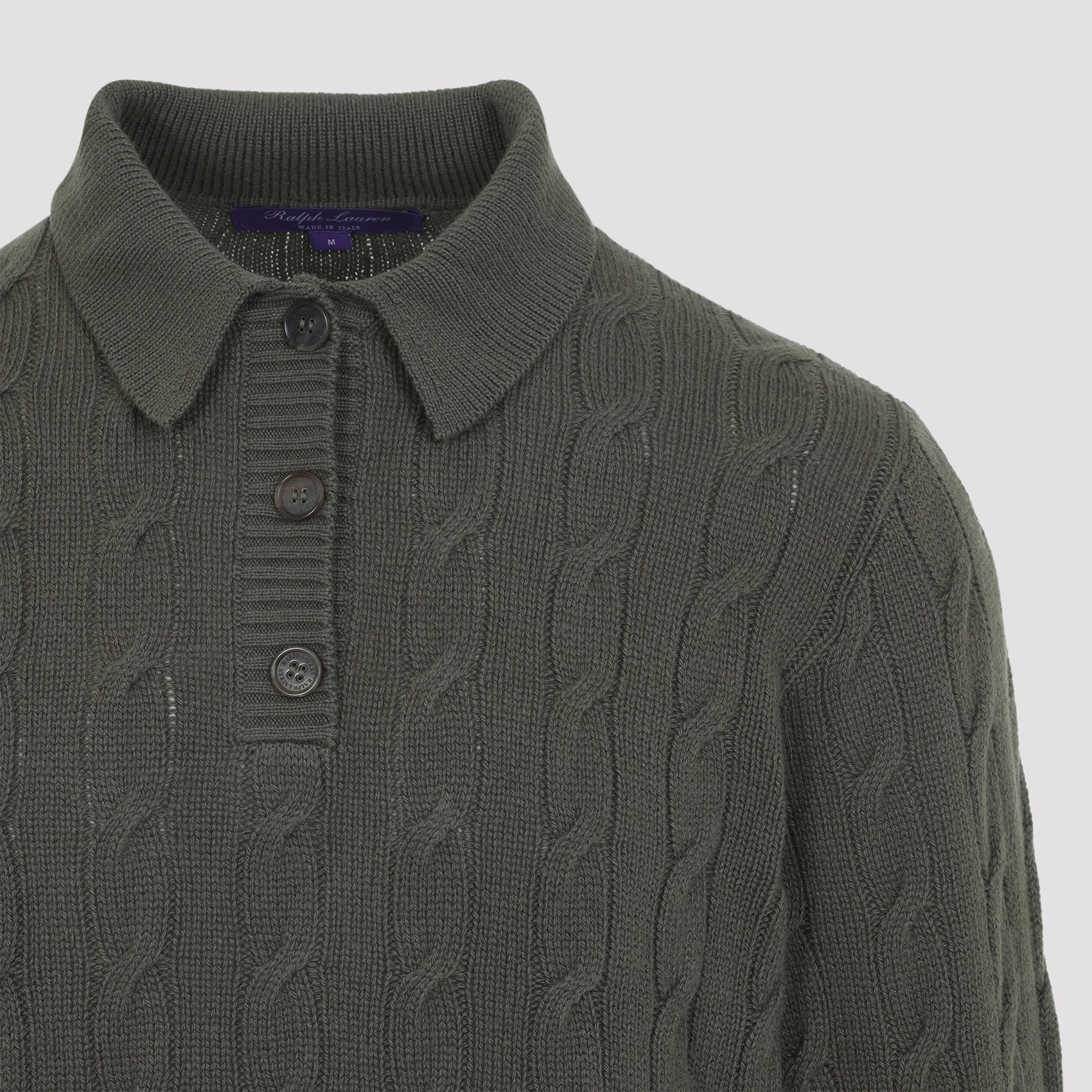 Ralph Laurent Collection Cable-Knit Polo Sweater - WOMEN CLOTHING - RALPH LAUREN COLLECTION - T.Luxy