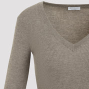 Brunello Cucinelli V neck - Brown | 2519cf09b0bb35e6e0a35851be0e834ed96968e8