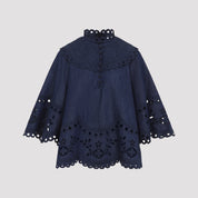 Zimmermann Mahon Broderie Denim Top - WOMEN CLOTHING - Zimmermann - T.Luxy