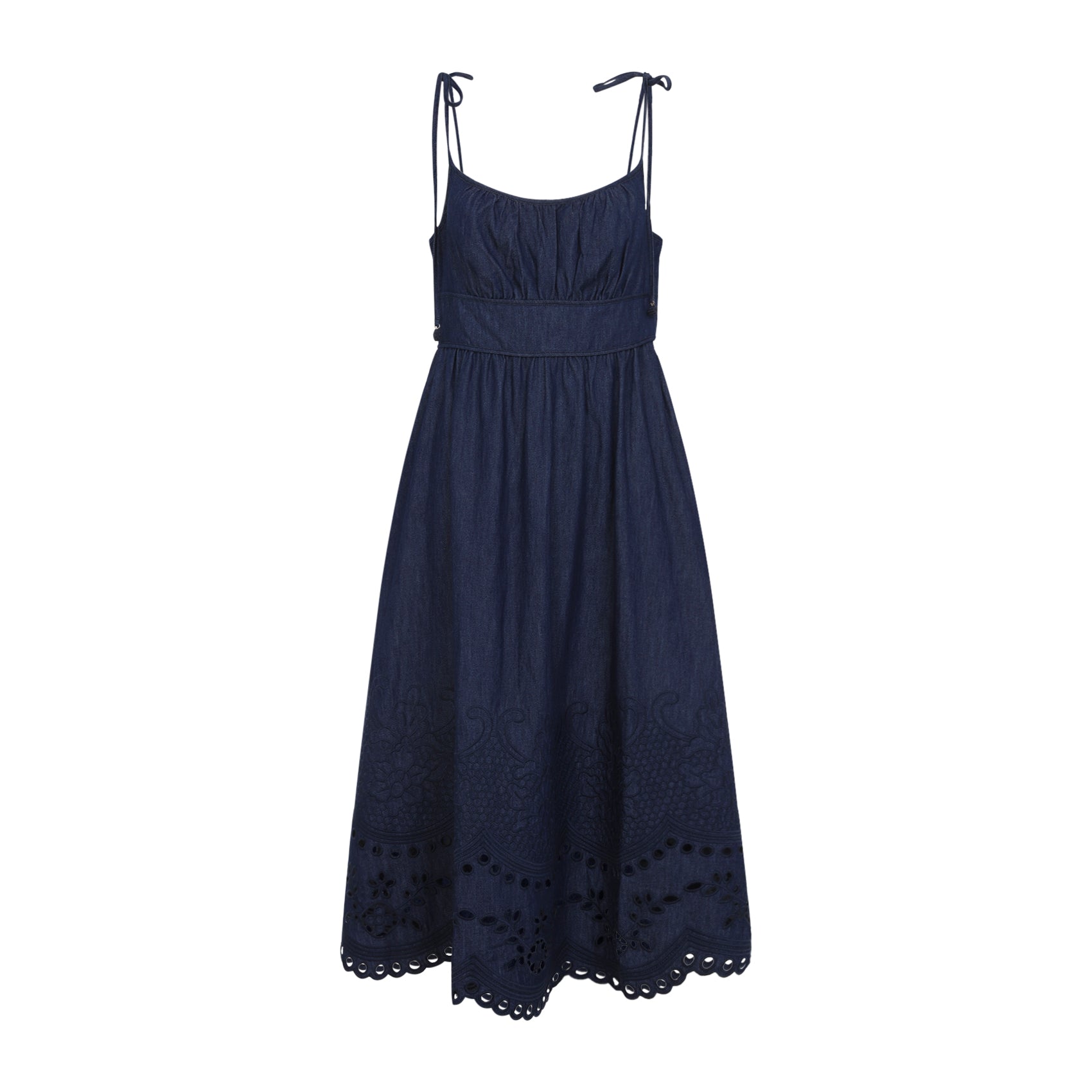 Zimmerman Mahon Broderie Denim Midi Dress - WOMEN CLOTHING - ZIMMERMANN - T.Luxy