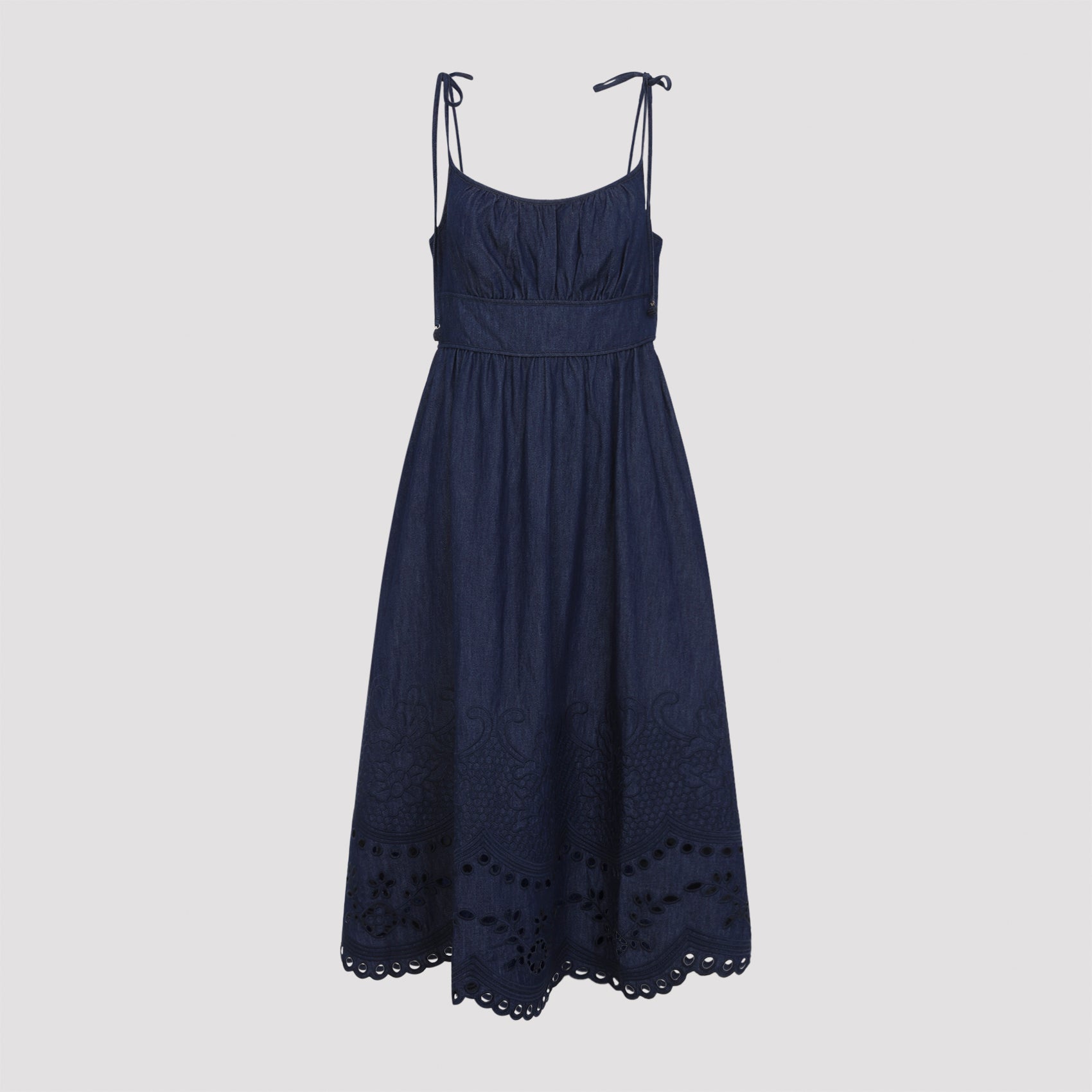Zimmerman Mahon Broderie Denim Midi Dress - WOMEN CLOTHING - ZIMMERMANN - T.Luxy