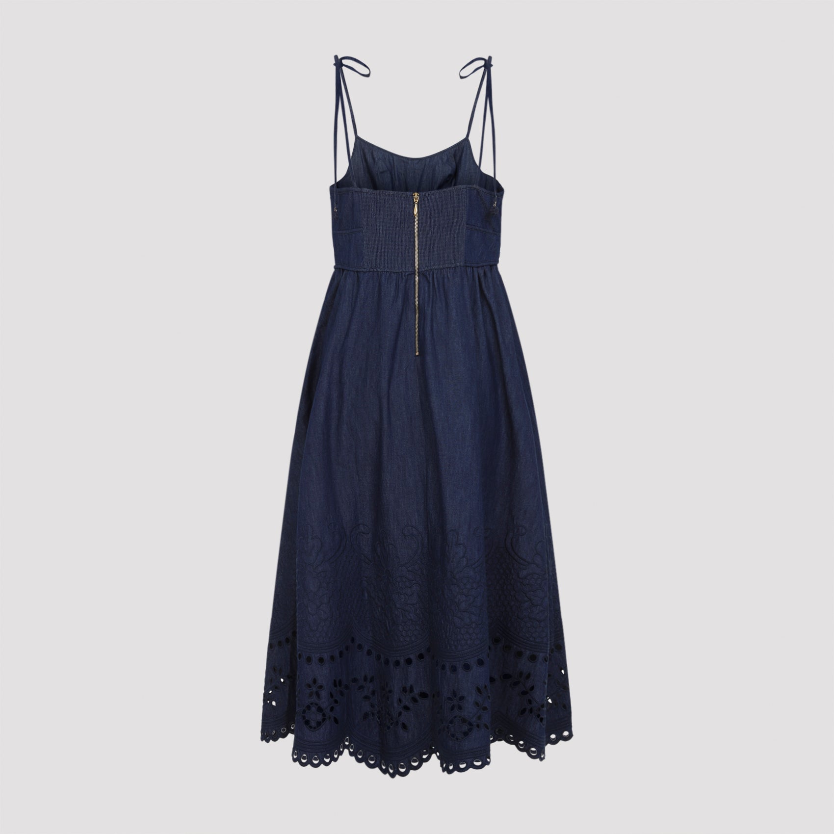 Zimmerman Mahon Broderie Denim Midi Dress - WOMEN CLOTHING - ZIMMERMANN - T.Luxy