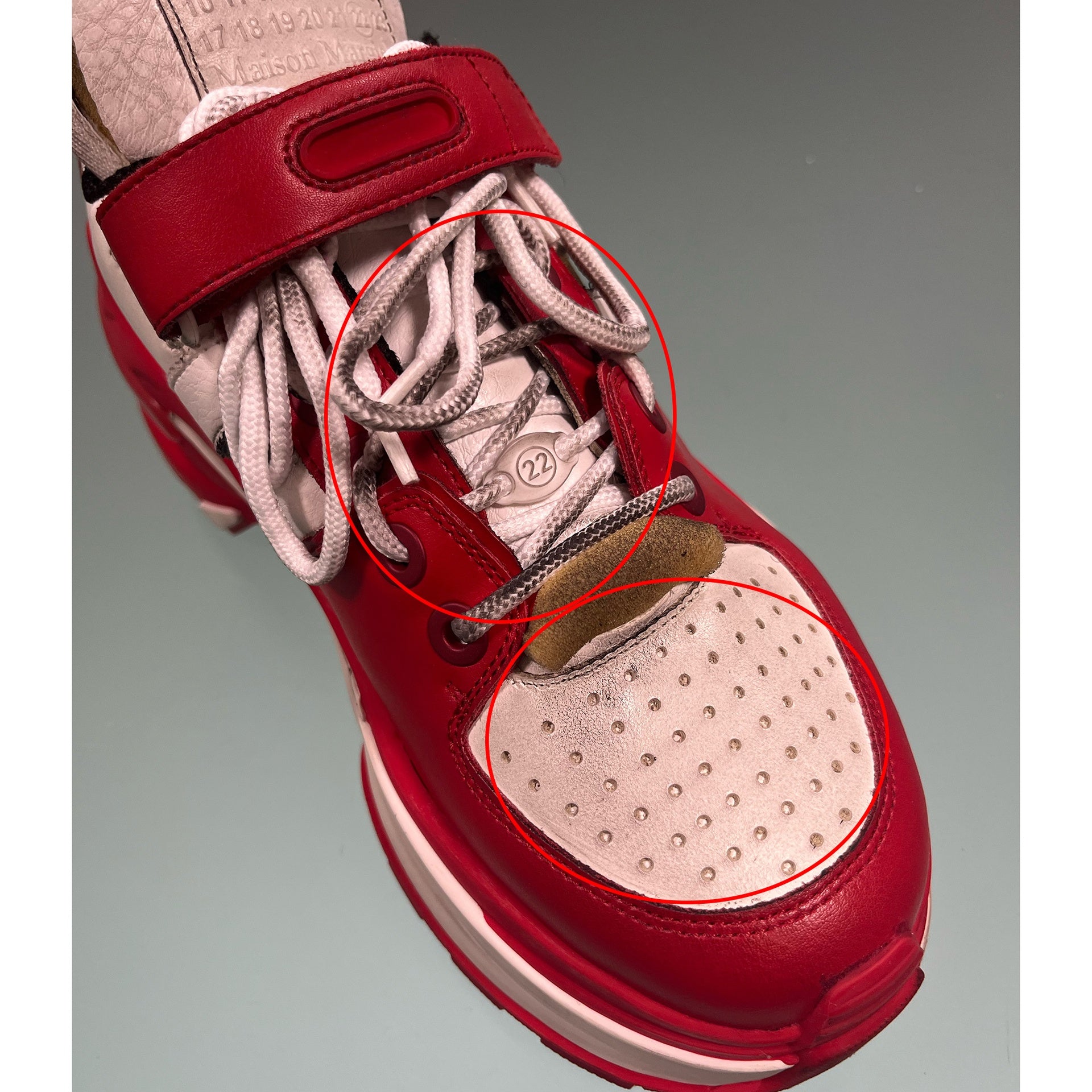 Maison Margiela Distressed Foam And Leather Sneakers - MEN SHOES - MAISON MARGIELA - T.Luxy