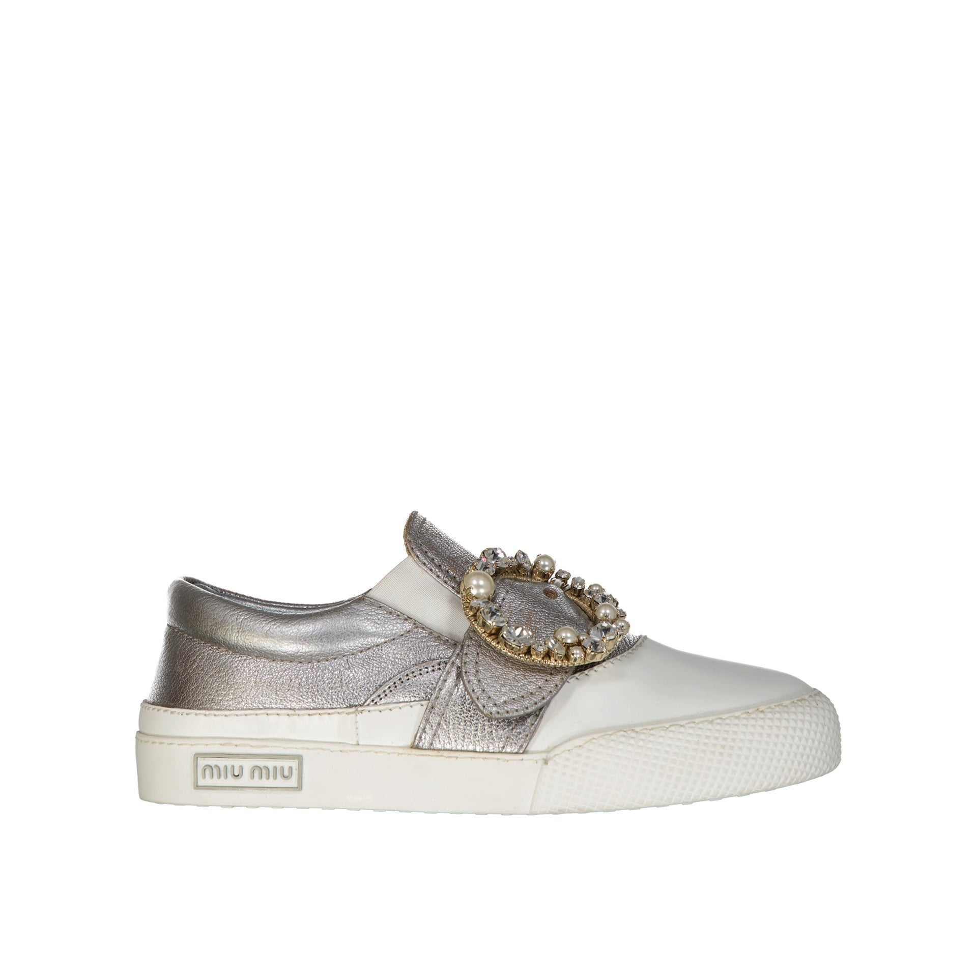 Miu Miu Leather Crystal Snekaers - WOMEN SHOES - MIU MIU - T.Luxy