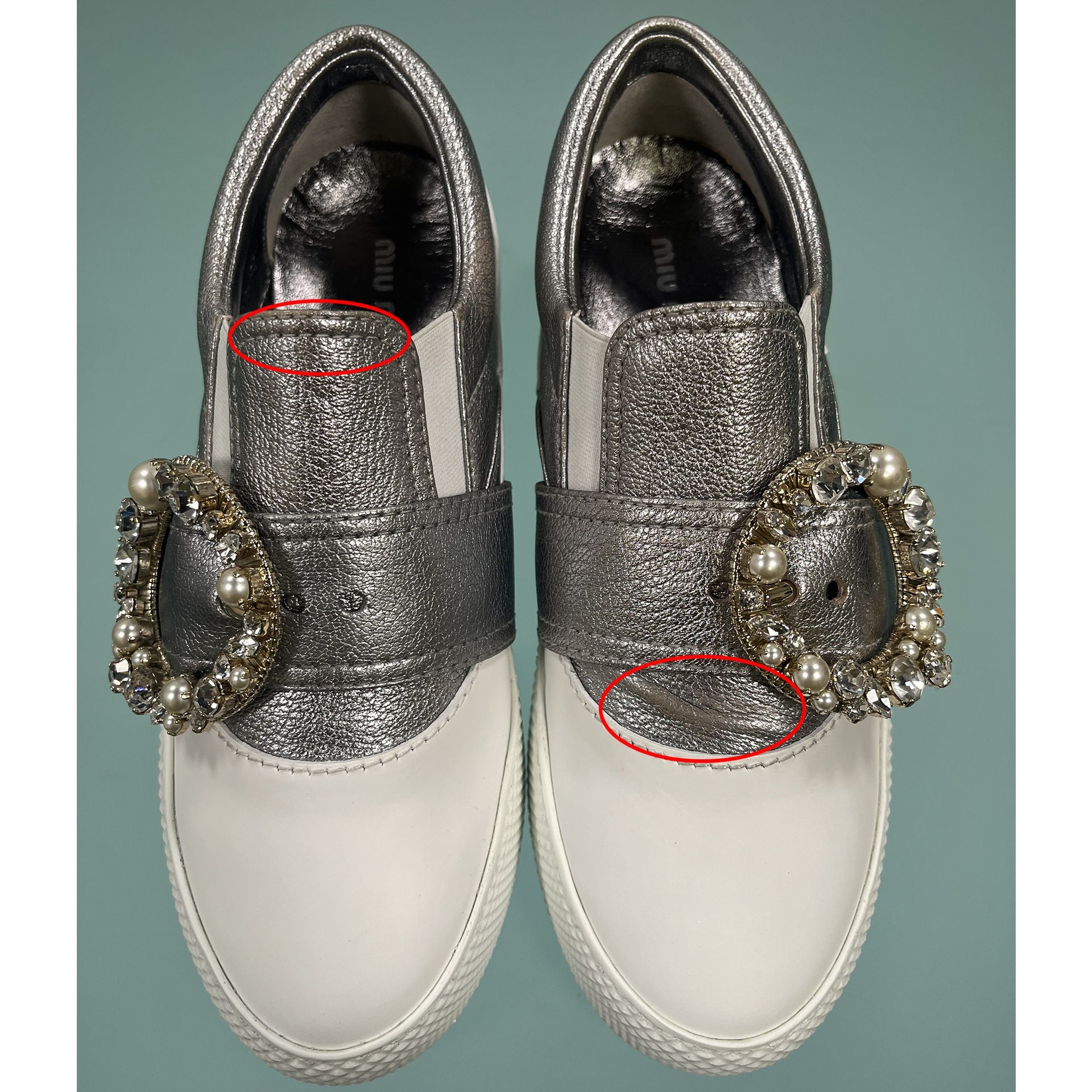 Miu Miu Leather Crystal Sneakers